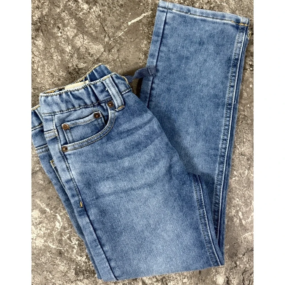 Lucky Brand Girls Pull On Elastic Tie Waist Jeans Stretch Straight Sz 7